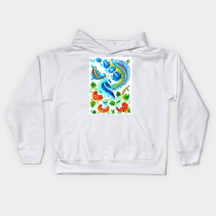 Fairy Rooster Watercolor Painting Kids Hoodie